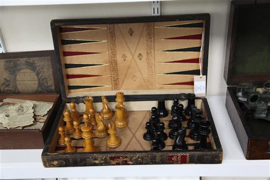 A large Jaques weighted boxwood and ebony chess set, c.1850,